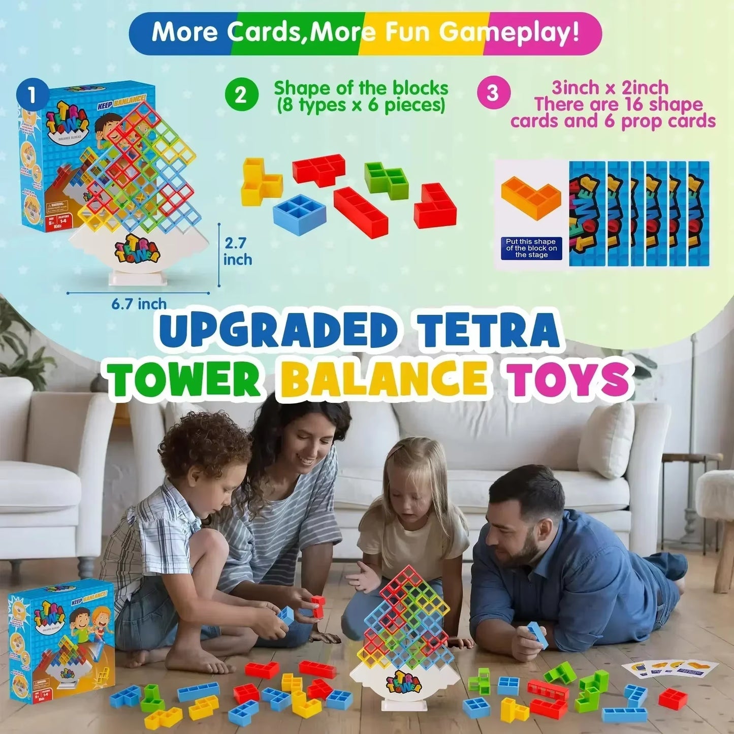 Tetra Tower Balancing Board Game for Kids and Adults