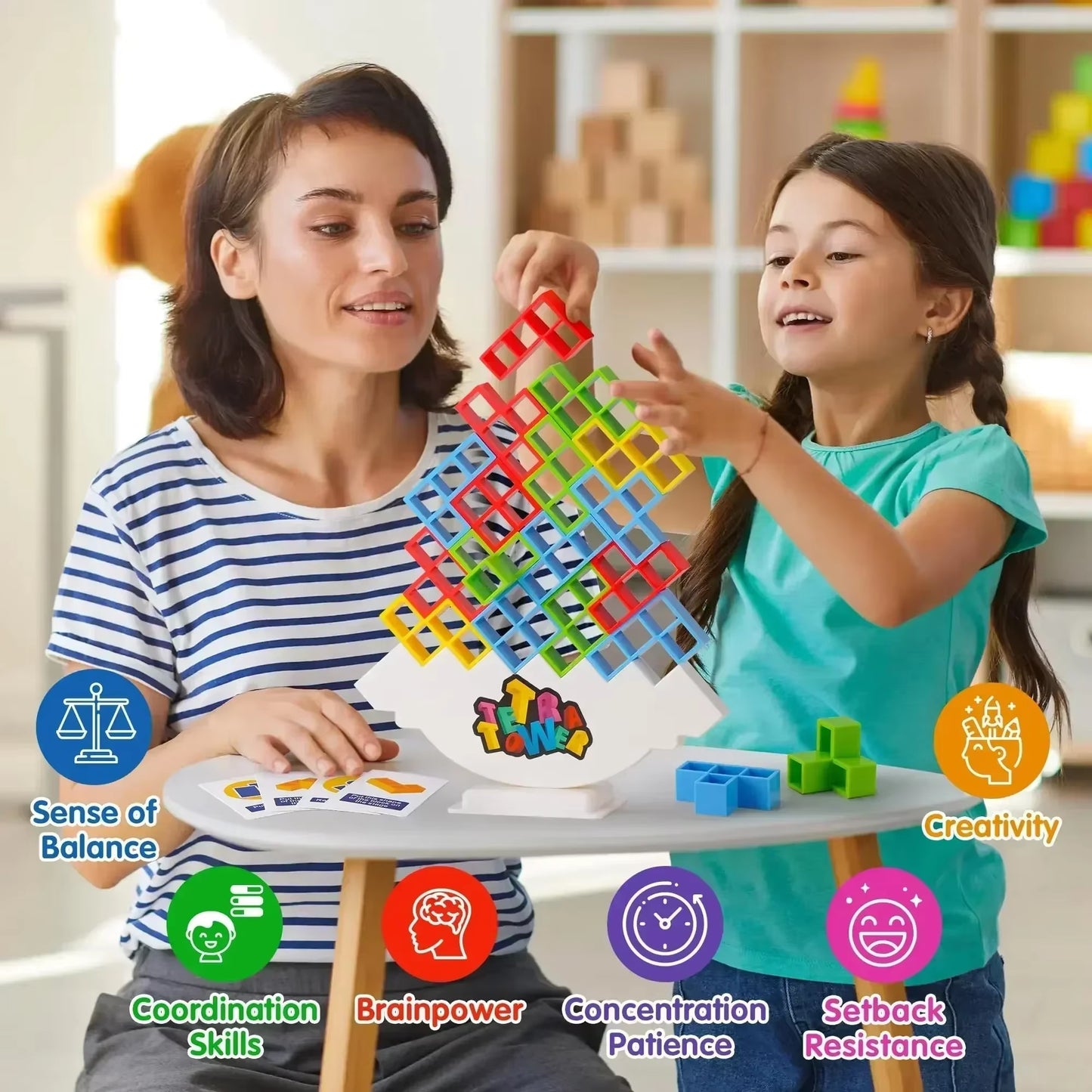 Tetra Tower Balancing Board Game for Kids and Adults