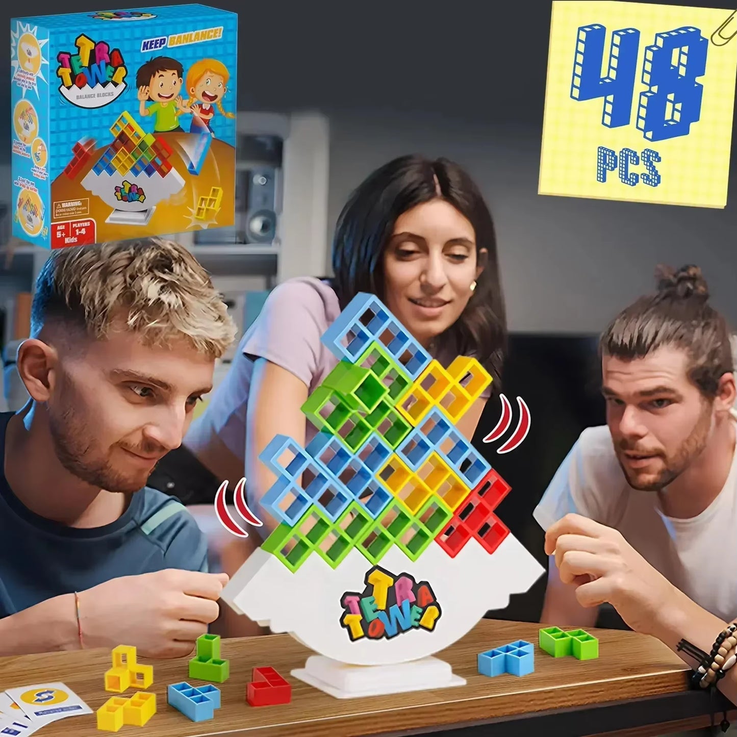 Tetra Tower Balancing Board Game for Kids and Adults